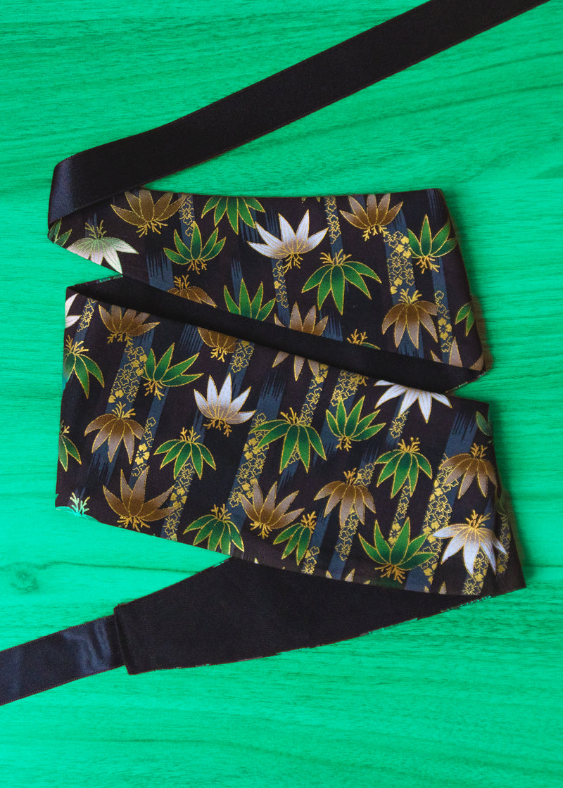 Ceinture Obi - Bambous sur Fond Noir