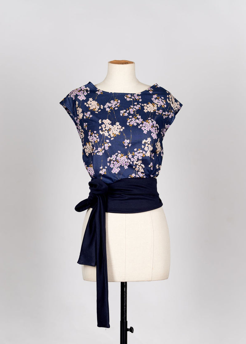 Red sakura flower print halterneck top