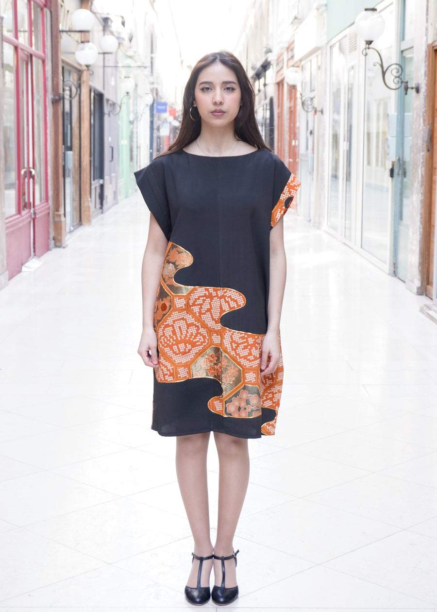Robe Tomesode - Composition Orange et Shibori