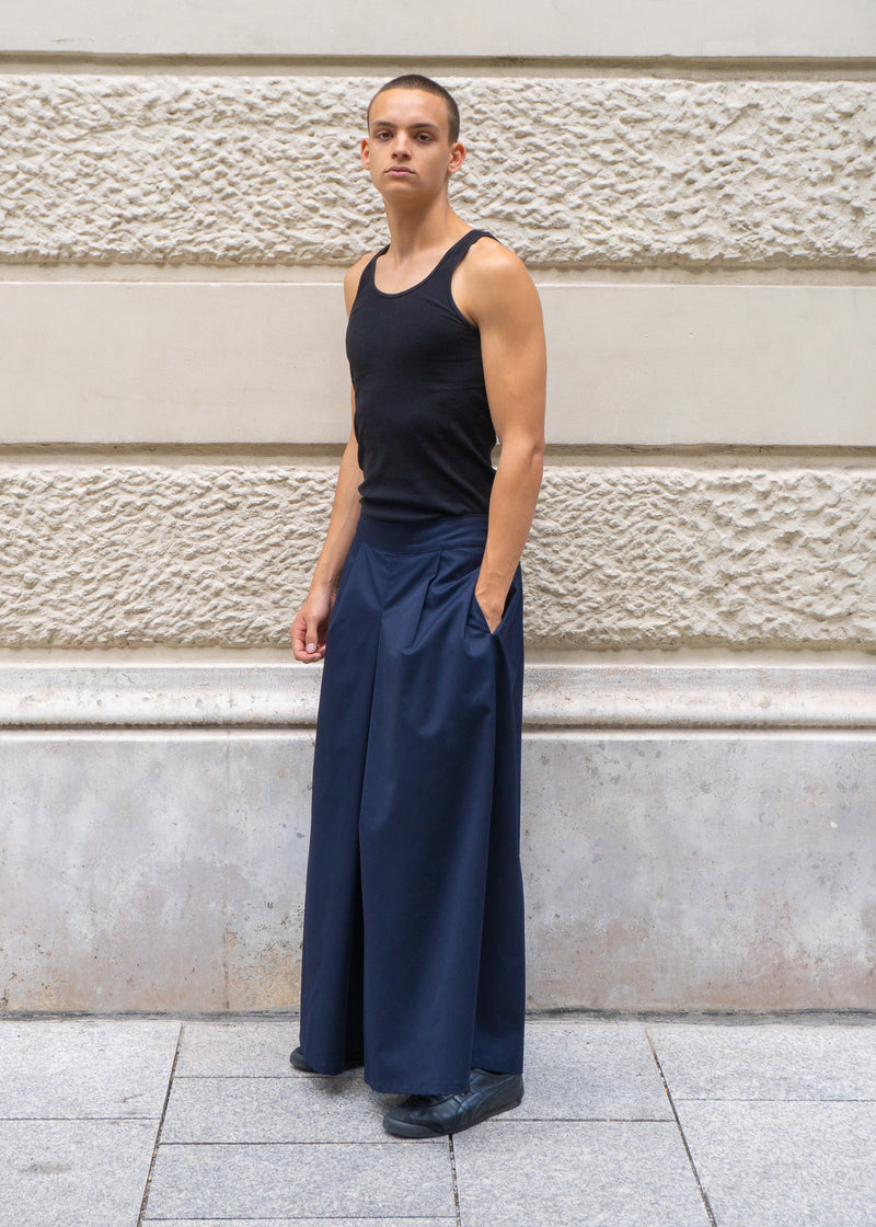 Pantalon Hakama - Coton Bleu Marine