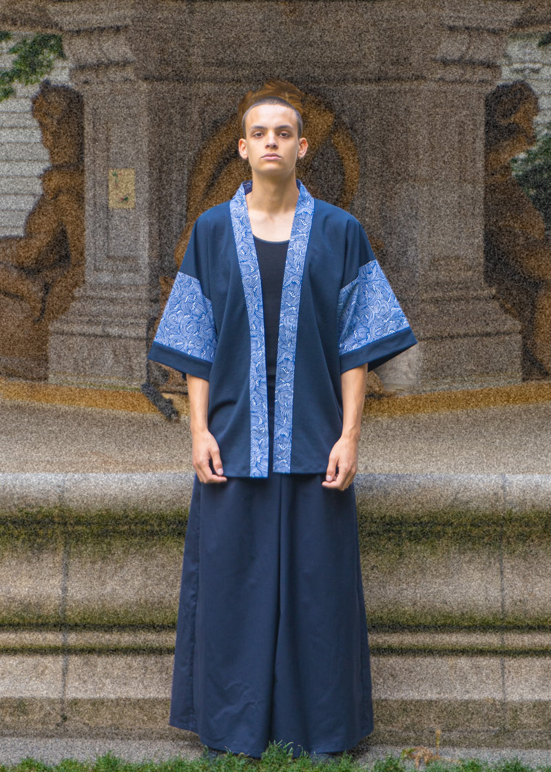 Veste Rikyu - Vague Ukiyo-e Bleue