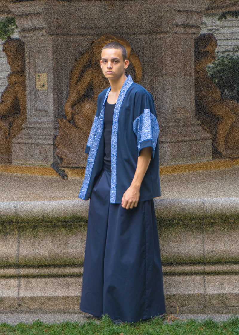 Veste Rikyu - Vague Ukiyo-e Bleue