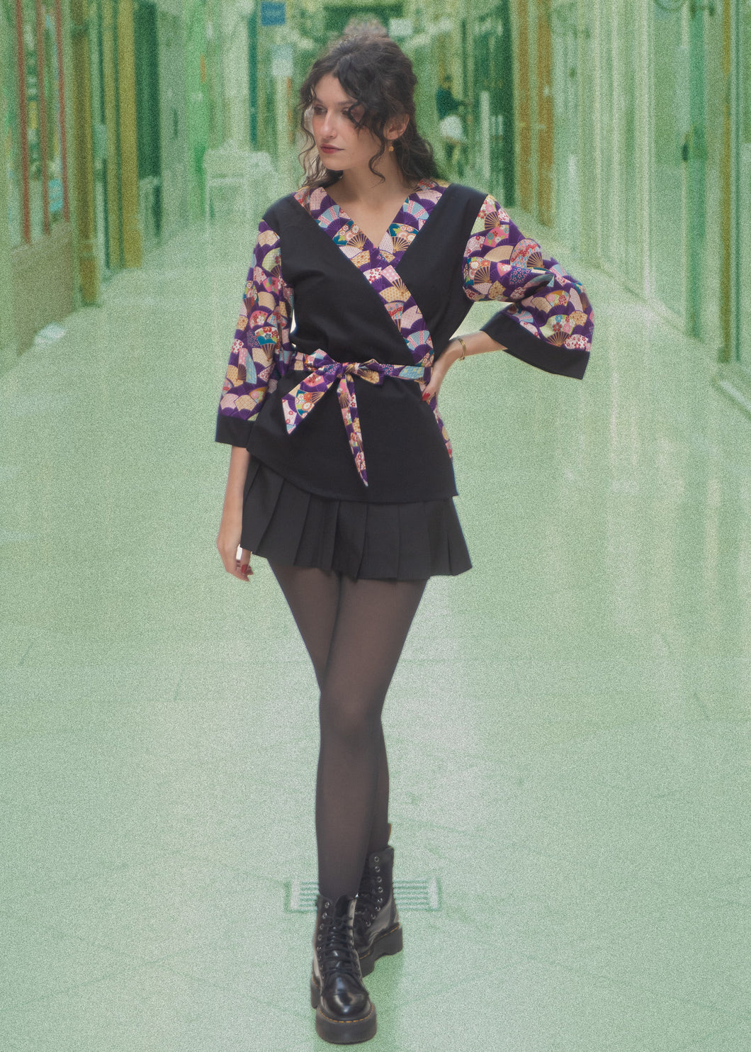 Cache coeur Eventails en violet