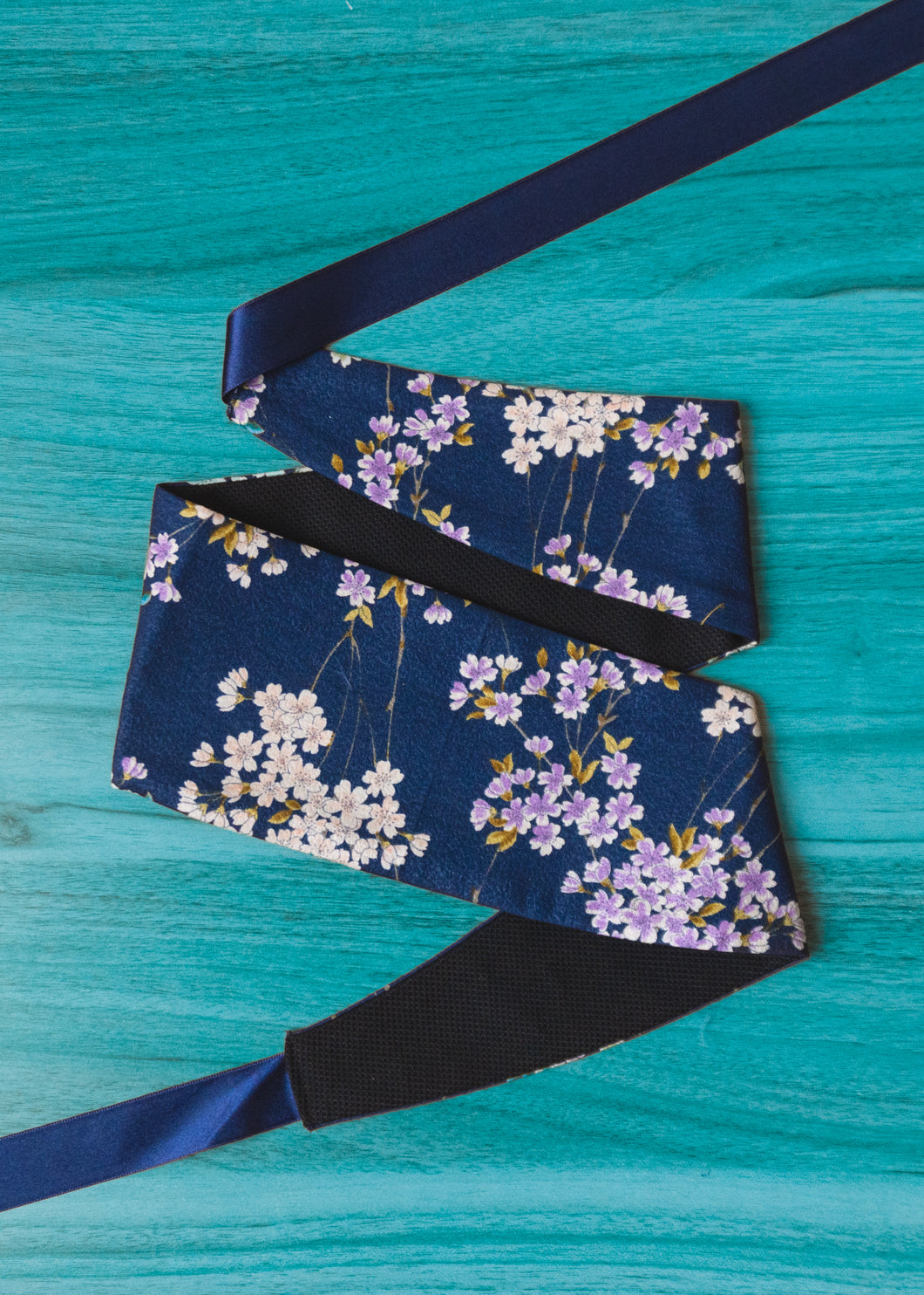 Ceinture Obi sakura bleue