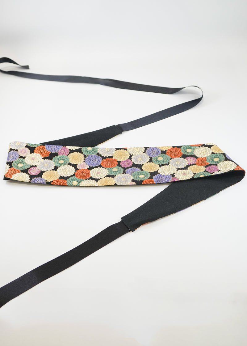 Ceinture Obi - Chrysanthèmes Noir