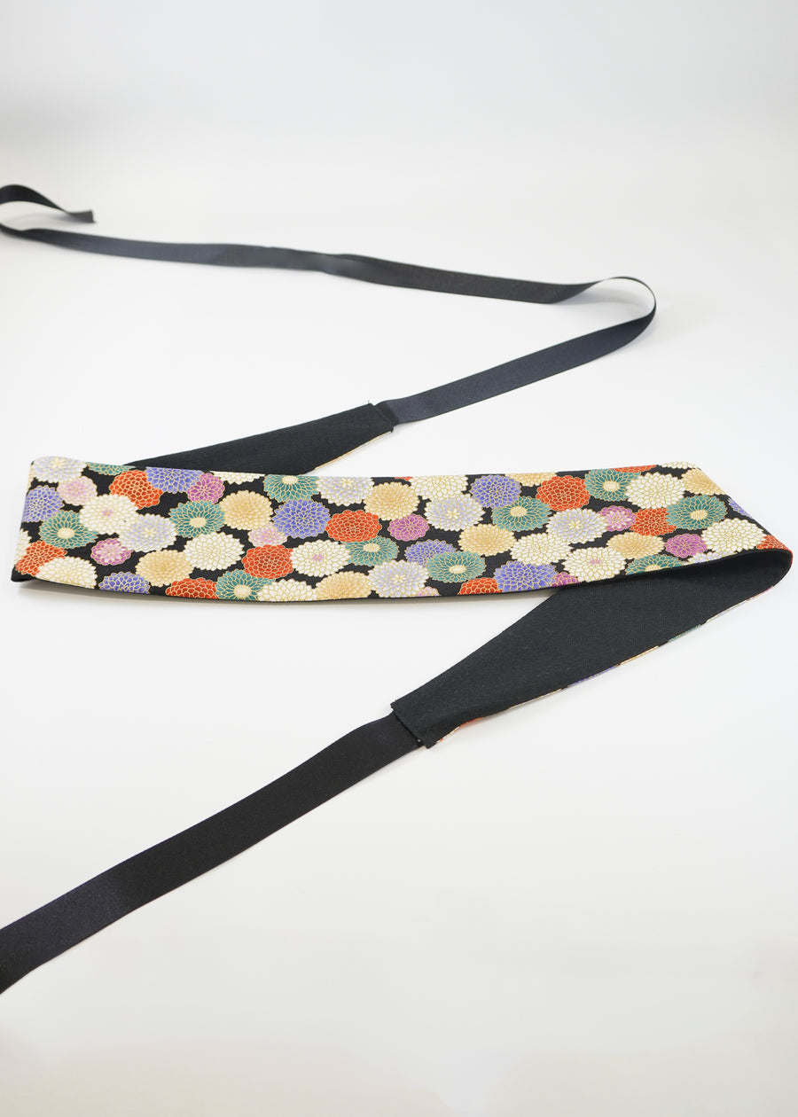 Ceinture Obi - Chrysanthèmes Noir