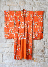 Load image into Gallery viewer, Vintage black kimono with bouquets of flowers
