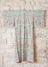 Load image into Gallery viewer, Vintage black kimono with bouquets of flowers
