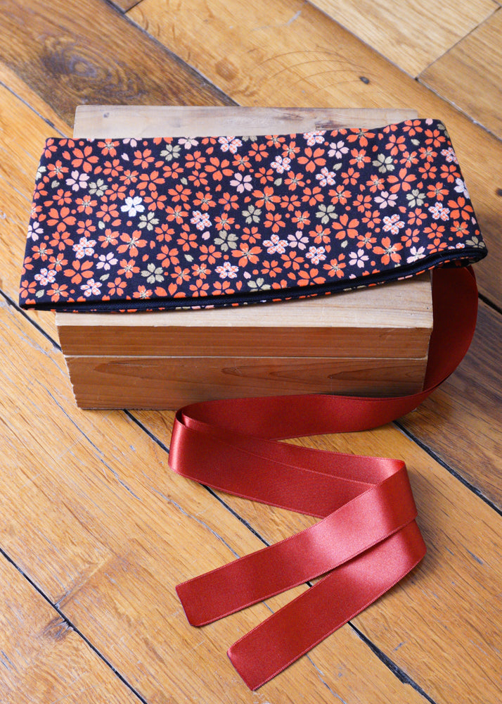 Obi belt blue with geisha motif A
