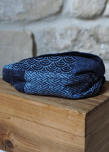 Load image into Gallery viewer, Headband blue asanoha pattern
