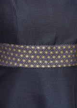 Robe Monika - Bleue à Motifs Asa-no-ha Dorés
